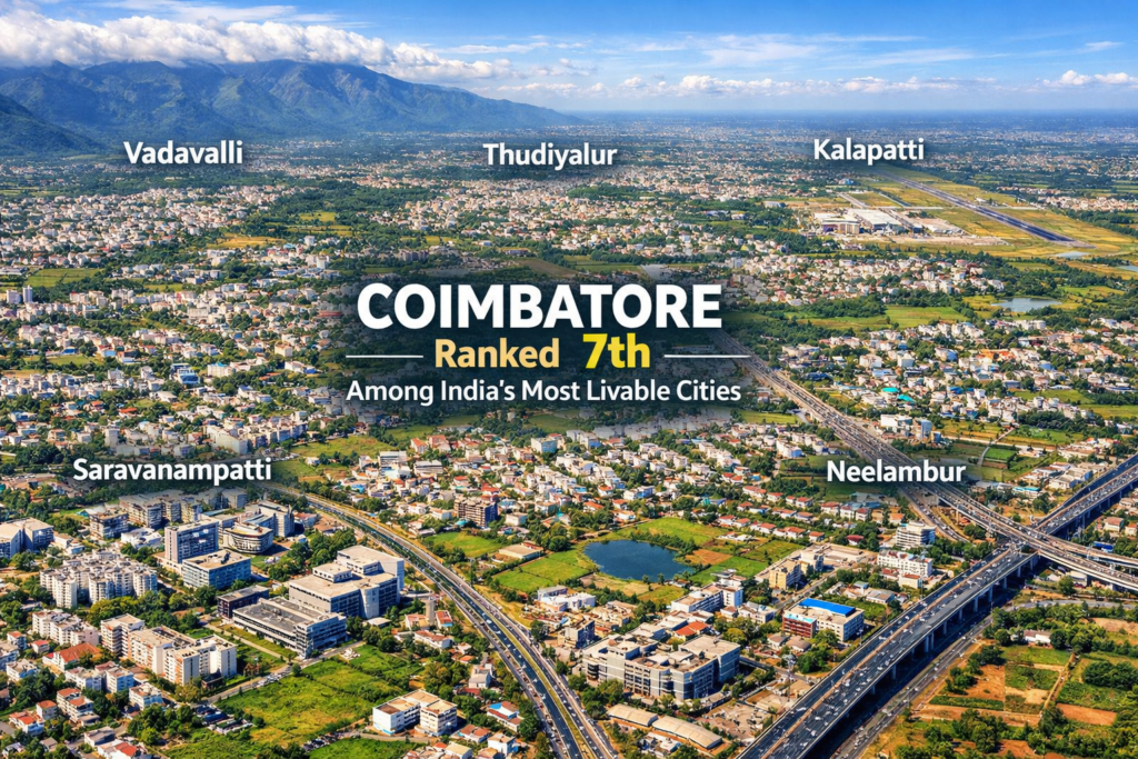 Coimbatore Ranked 7th Among India’s Most Livable Cities: Ease of Living Index 2025