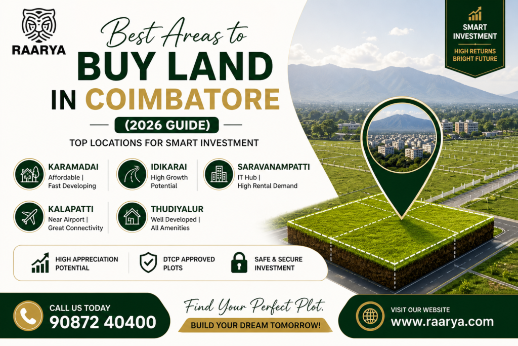 Best areas to buy land in Coimbatore 2026 DTCP plots investment